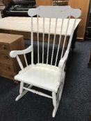 A painted pine rocking chair