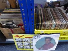 Two boxes of LP records and 45's - Elvis, Bing Crosby,
