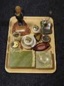 Marble ashtrays, cigarette boxes,