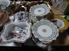 Two antique Ashworth Brothers tureens with side plates,