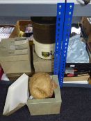 Five boxes containing vintage dress, Gent's evening shirts,