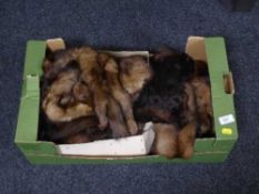 A box of assorted fur stoles,