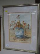 Anuk Naumann (1951- ) Still life of flowers in a vase, watercolour,