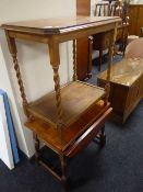 An oak drop leaf coffee table and an occasional table