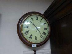 A mahogany school clock with fusee movement