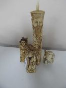 Four carved figures - Japanese elders