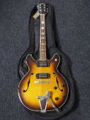 A 1968 Aria Diamond semi acoustic electric guitar
