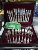 An oak canteen of Grenadier silver plated cutlery