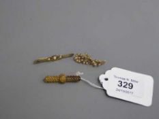 Three 15ct gold brooches, two set with pearls, 8.