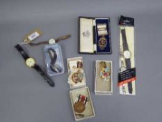 An early twentieth century Gentleman's wrist watch together with a Faithful service medal on ribbon,