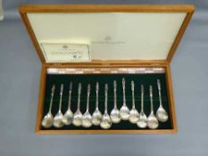 The Birmingham Mint, The Apostle Spoons, thirteen sterling silver spoons,