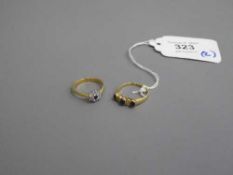 Two 18ct gold sapphire and diamond rings, 6.