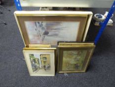 Eight assorted framed pictures inc.