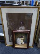 A gilt framed pastel drawing mother with child by T.