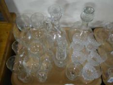 A tray of assorted drinking glasses,