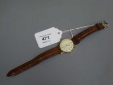 A 9ct Rolex Precision Gentleman's wrist watch on brown stitched leather strap