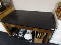 An oak two drawer work table