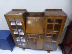 An oak side by side bureau bookcase