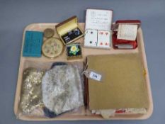 A tray of costume jewellery - evening bags, cufflinks, compacts,