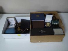 Two boxes containing a large quantity of costume jewellery, necklaces, crucifixes, bracelets,