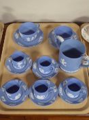 A tray of fifteen pieces of Wedgwood jasper ware
