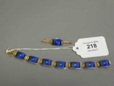 A Norwegian silver gilt and enamel bracelet in Art Deco style, stamped Norne, 925,