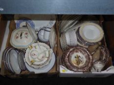 Two boxes containing a quantity of miscellaneous dinner ware including Royal Worcester Palissy,