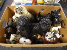A box of assorted dog ornaments