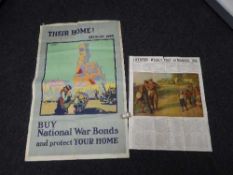 A WWI They're home Belgium 1918 By National War Bounds and Protect Your Home Poster, by F.