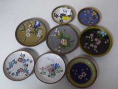 Eight cloisonne shallow pin dishes