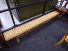 A pine school bench