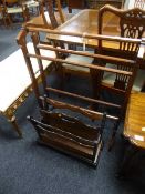 A Victorian mahogany towel rail and a mag rack