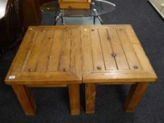 A pair of Mexican pine coffee tables