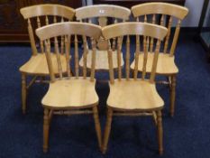 Five pine kitchen chairs