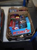 A box of action figures, Top Trumps,