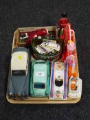 A tray containing a box of marbles,