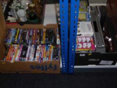 Two boxes of LG DVD player, DVDs,