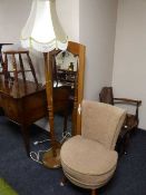 A standard lamp and shade,