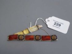 A sterling silver Norwegian enamel panel bracelet