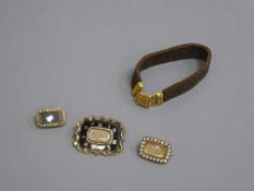 A group of early 19th century memoriam jewellery including a hair bracelet with high carat gold