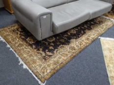 A fringed Ziegler carpet 230 cm x 160 cm on blue ground