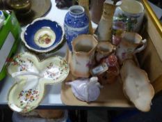 Staffordshire bowl and jugs, blue and white Royal Cauldron vase, Royal Winton vase,