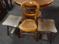 A mahogany bedroom chair and a pair of lamp tables