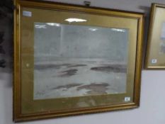 Thomas Swift Hutton : Seagulls at low tide, watercolour, signed,