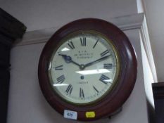 An early 20th century railway station clock with fusee movement