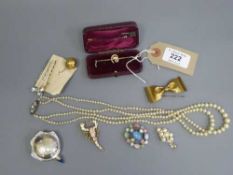 A late Victorian bar brooch modelled as a fox head together with white metal flask,