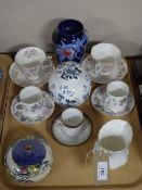 A Maling lustre trinket dish, Shelley vase, Royal Worcester,