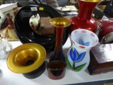 Five contemporary vases together with a tea light holder