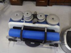 A door gym pull up bar, Reebok step,