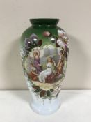 An early 20th century hand painted vase depicting Roman goddesses